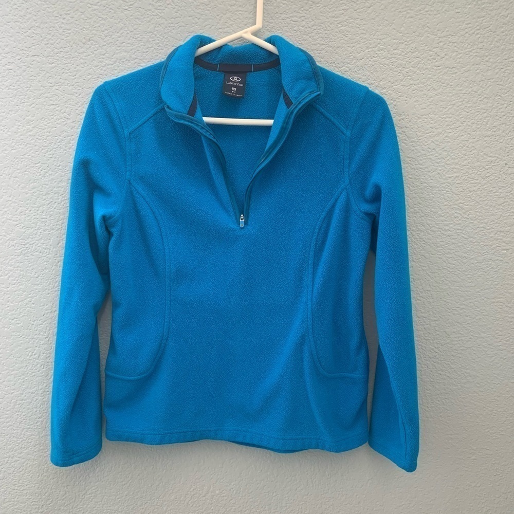 XS-Lands End 1/3 bright blue 1/3 fleece pullover
